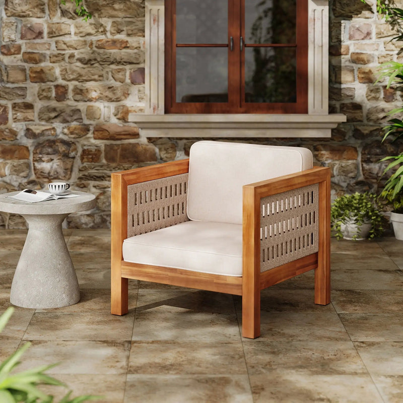 Outdoor Club Chair & Rope Arm And Cushions by HouseOfZazla