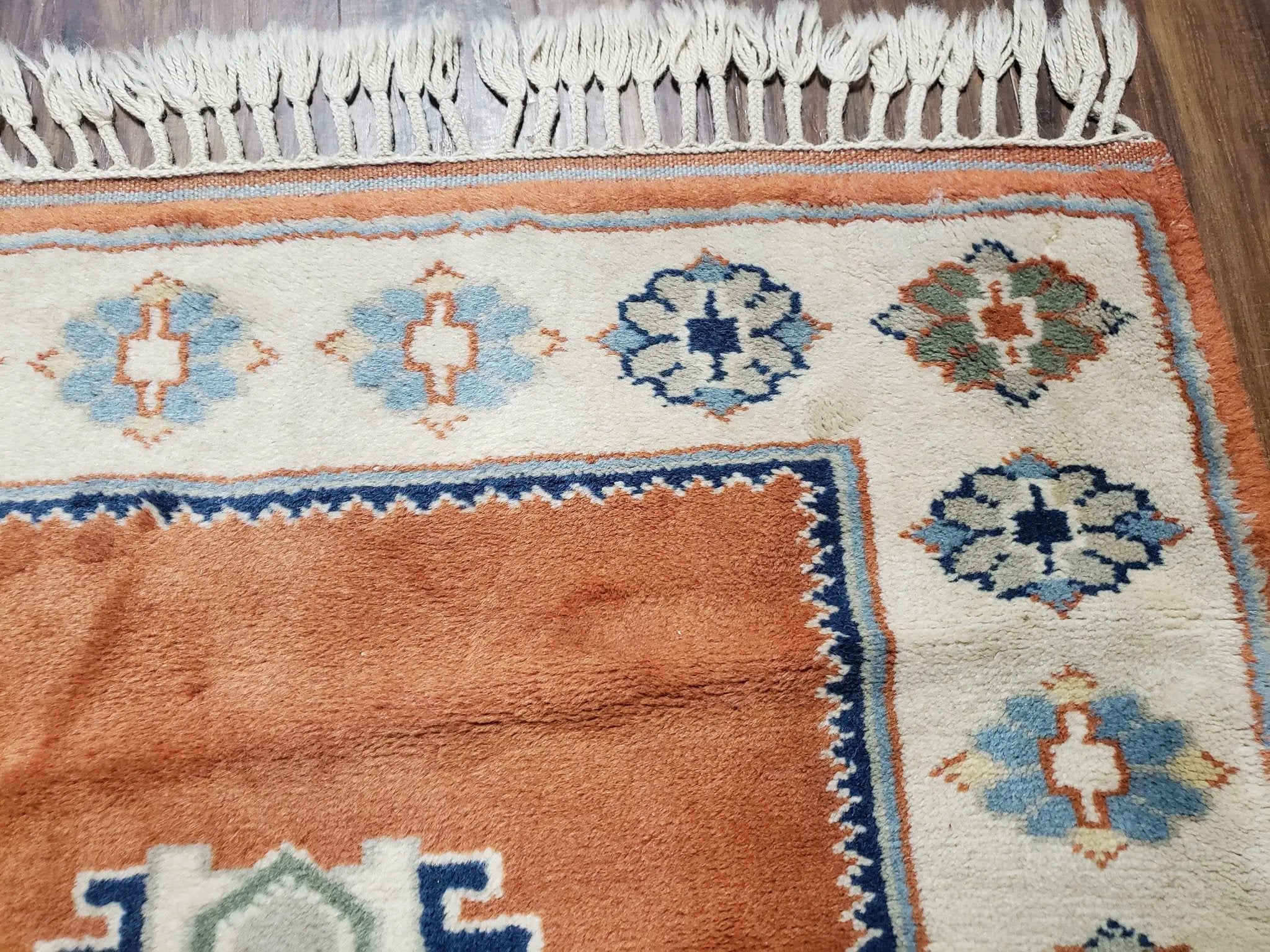 3x5 Handmade Vintage Turkish Area Rug Wool Kazak Carpet 3'1"x4'5" Red Beige by Jewel Rugs