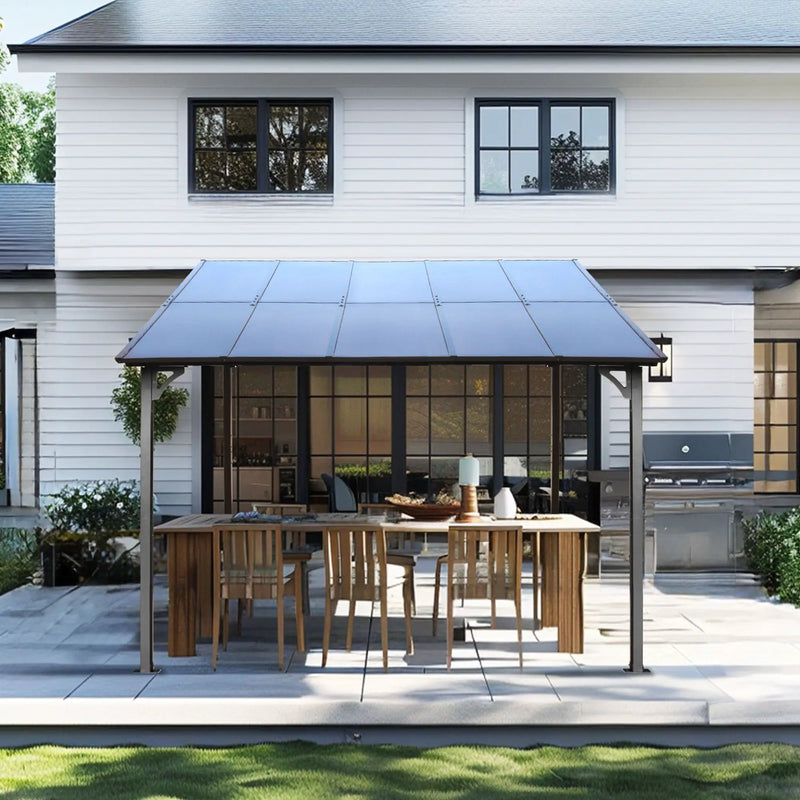 Wall Mounted Outdoor Pergola Gazebo, Heavy Duty Metal Awning With Roof by Unique Piece Furniture
