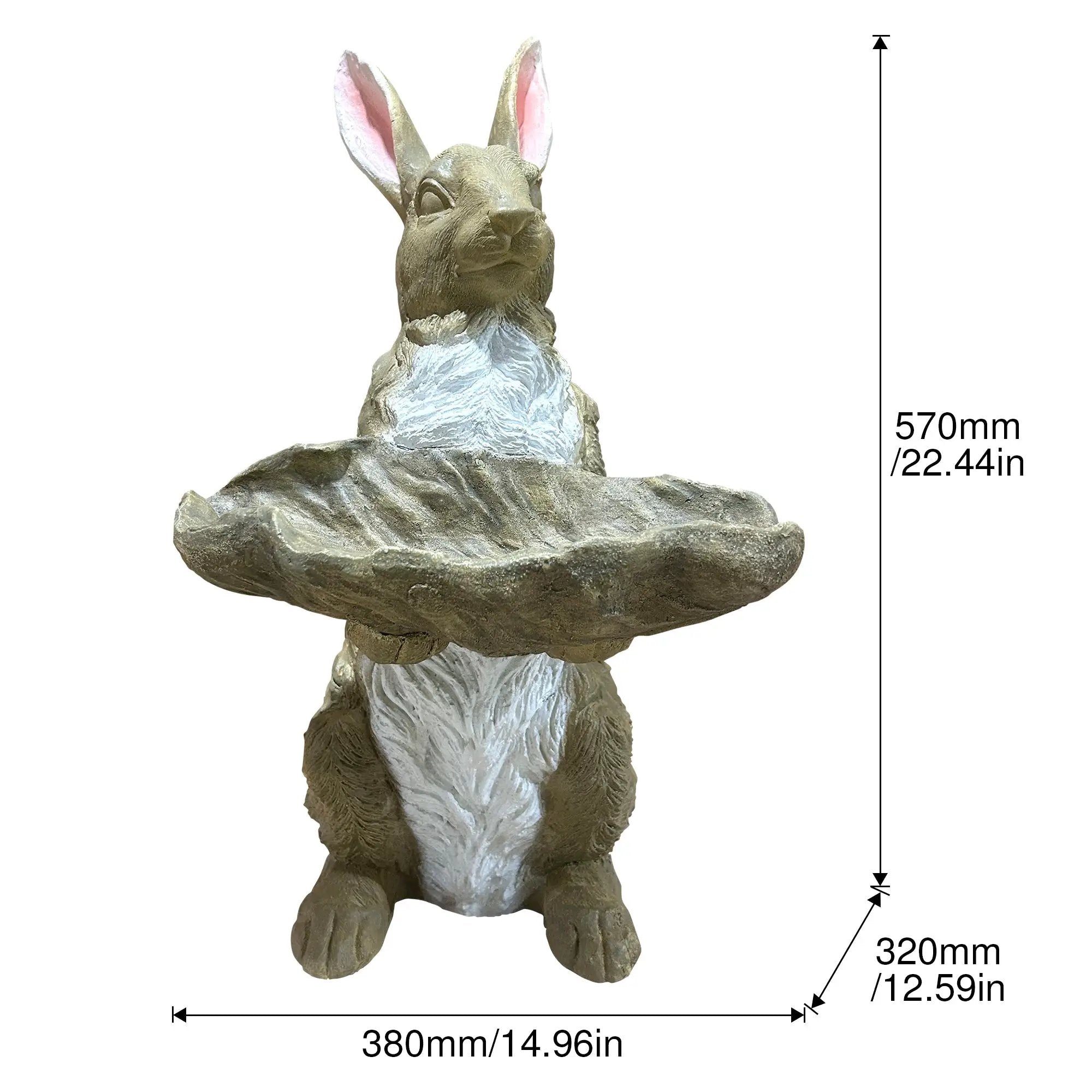 Magnesium Oxide Bunny Statue Holding Decor by HouseOfZazla