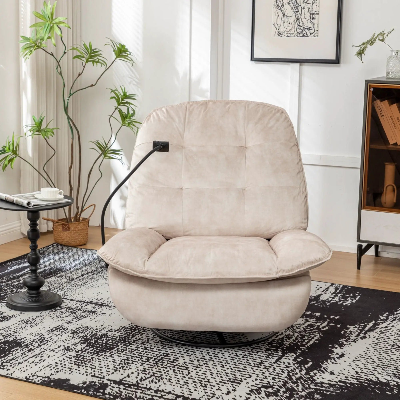 Modern Swivel Gliding Recliner Chair With Rocking Function And Phone Holder, Large Comfortable by HouseOfZazla