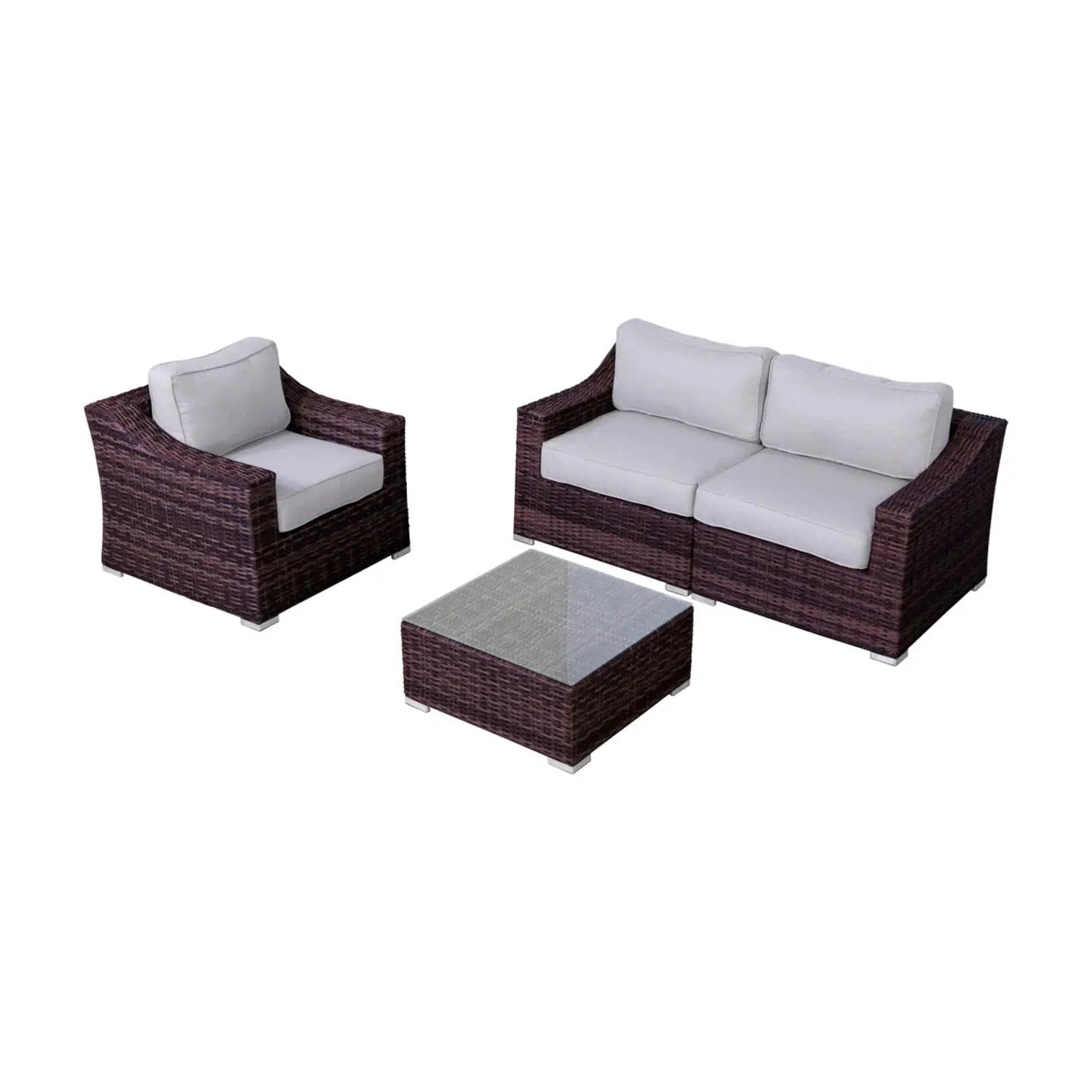Outdoor Wicker Conversation Set With Cushions, All Weather by Unique Piece Furniture