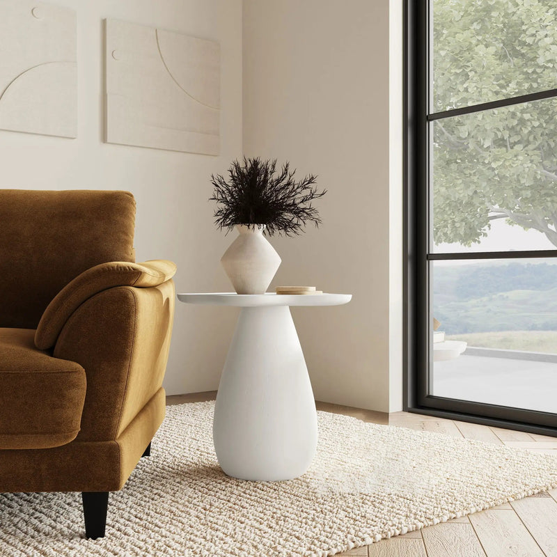 Perth 20-inch Side Table with Cloud-Shaped Top Off White by Unique Piece Furniture