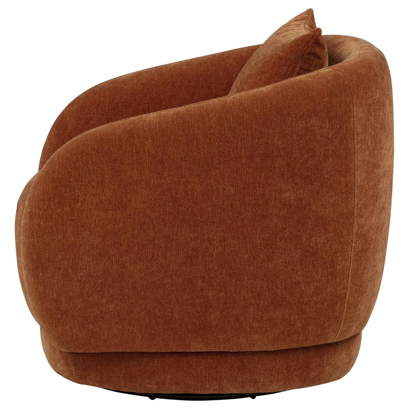 Arnaud Chenille Upholstered Swivel Accent Chair Burnt Orange by Unique Piece Furniture