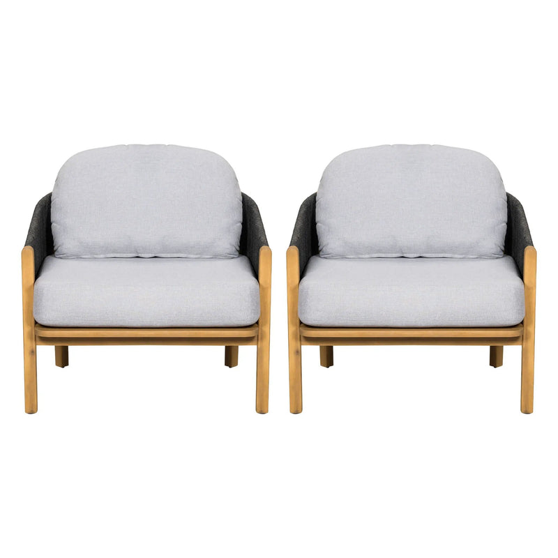 Grotta Outdoor Wood Club Chair Set of 2 by HouseOfZazla