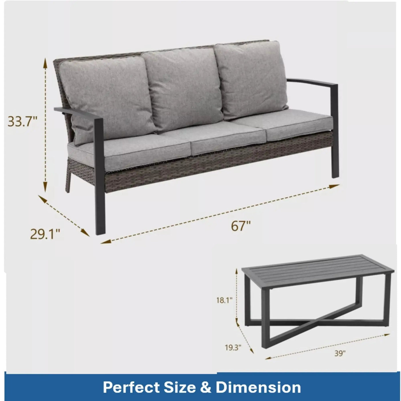 2 Piece Patio Set With Cushions & Coffee Table by HouseOfZazla