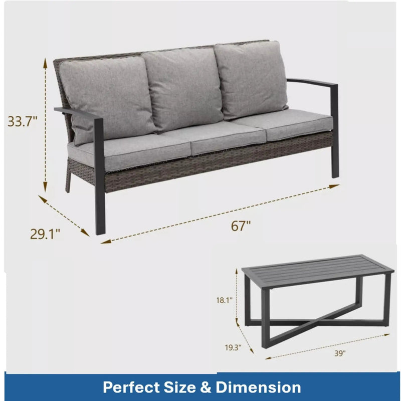 2 Piece Patio Set With Cushions & Coffee Table by HouseOfZazla
