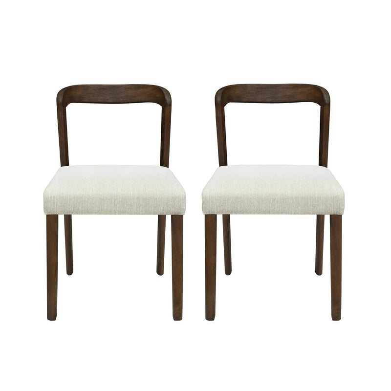 Solid Rubber Wood Dining Chairs (Walnut + Beige) Set of 2 by HouseOfZazla