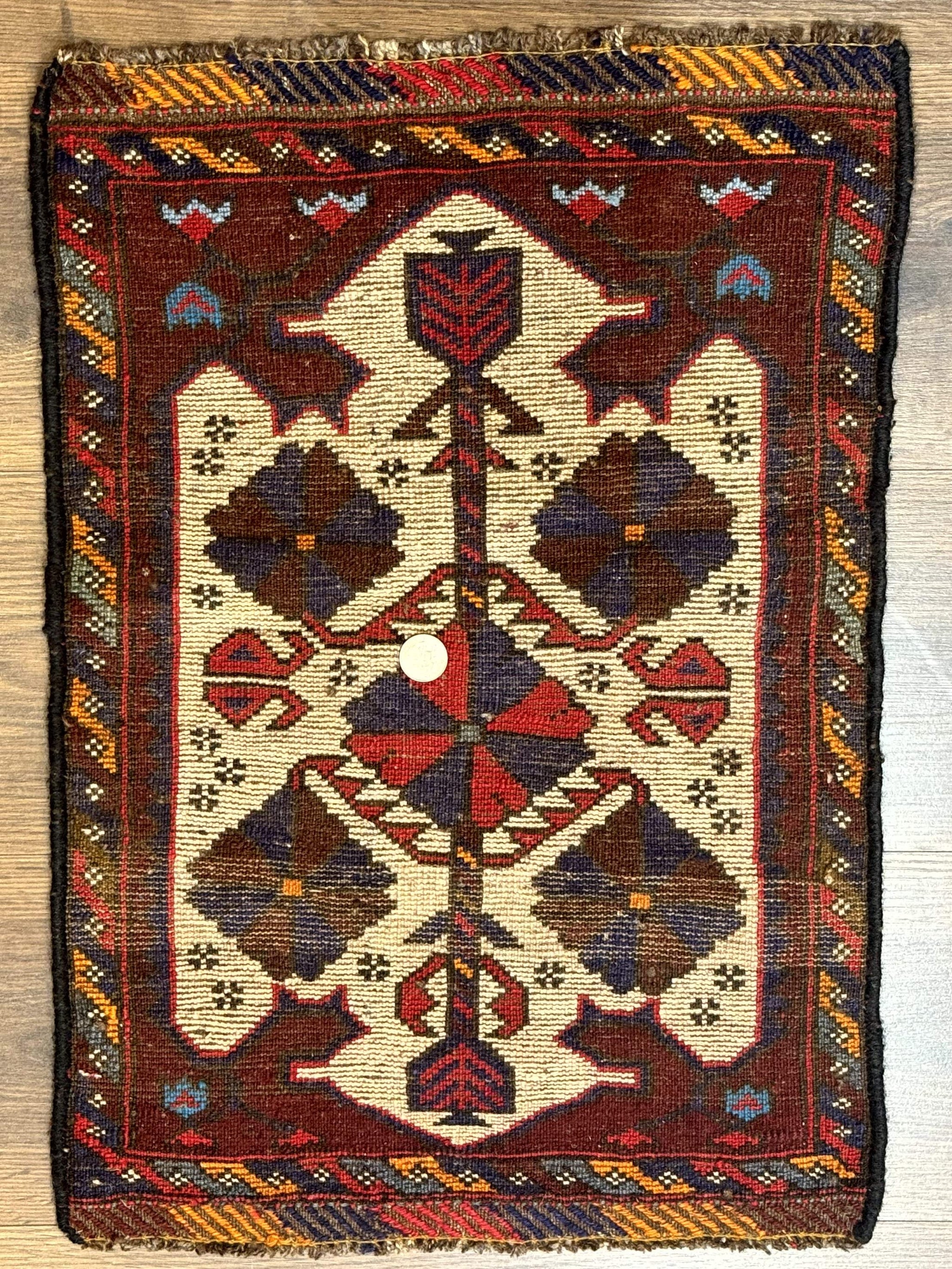 Small Persian Baluchi Tribal Rug, Tan, Handmade by Jewel Rugs