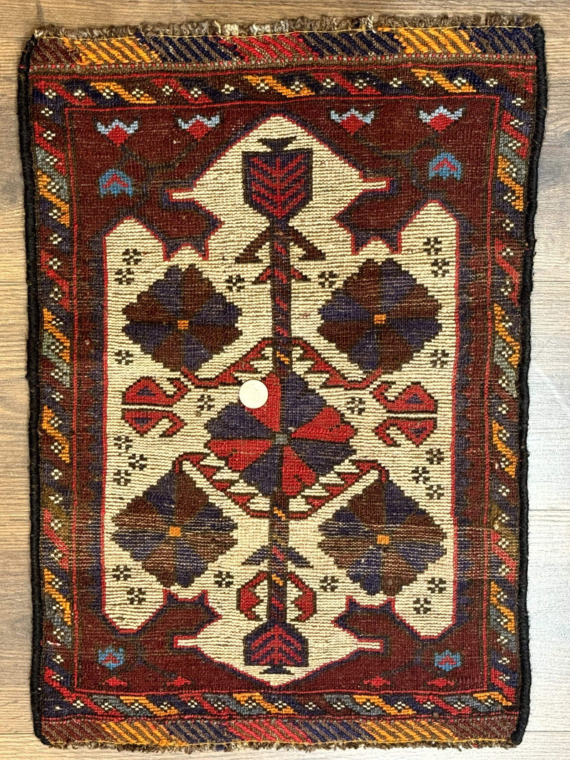 Small Persian Baluchi Tribal Rug, Tan, Handmade by Jewel Rugs