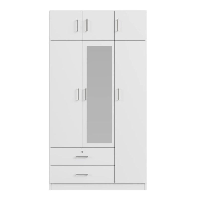 Modern 3 Door Mirror Wardrobe With 2 Drawers And Top Cabinet by HouseOfZazla