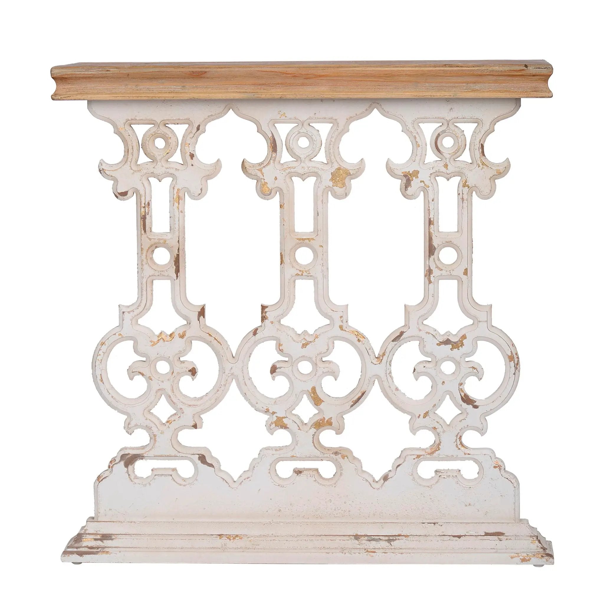 Classic Vintage Wash Console Table With Wood Top - Brown / Antique White by Unique Piece Furniture