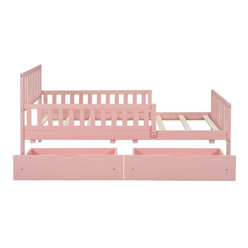 Platform Bed With Guardrails On Both Sides And 2 Storage Drawers by Unique Piece Furniture