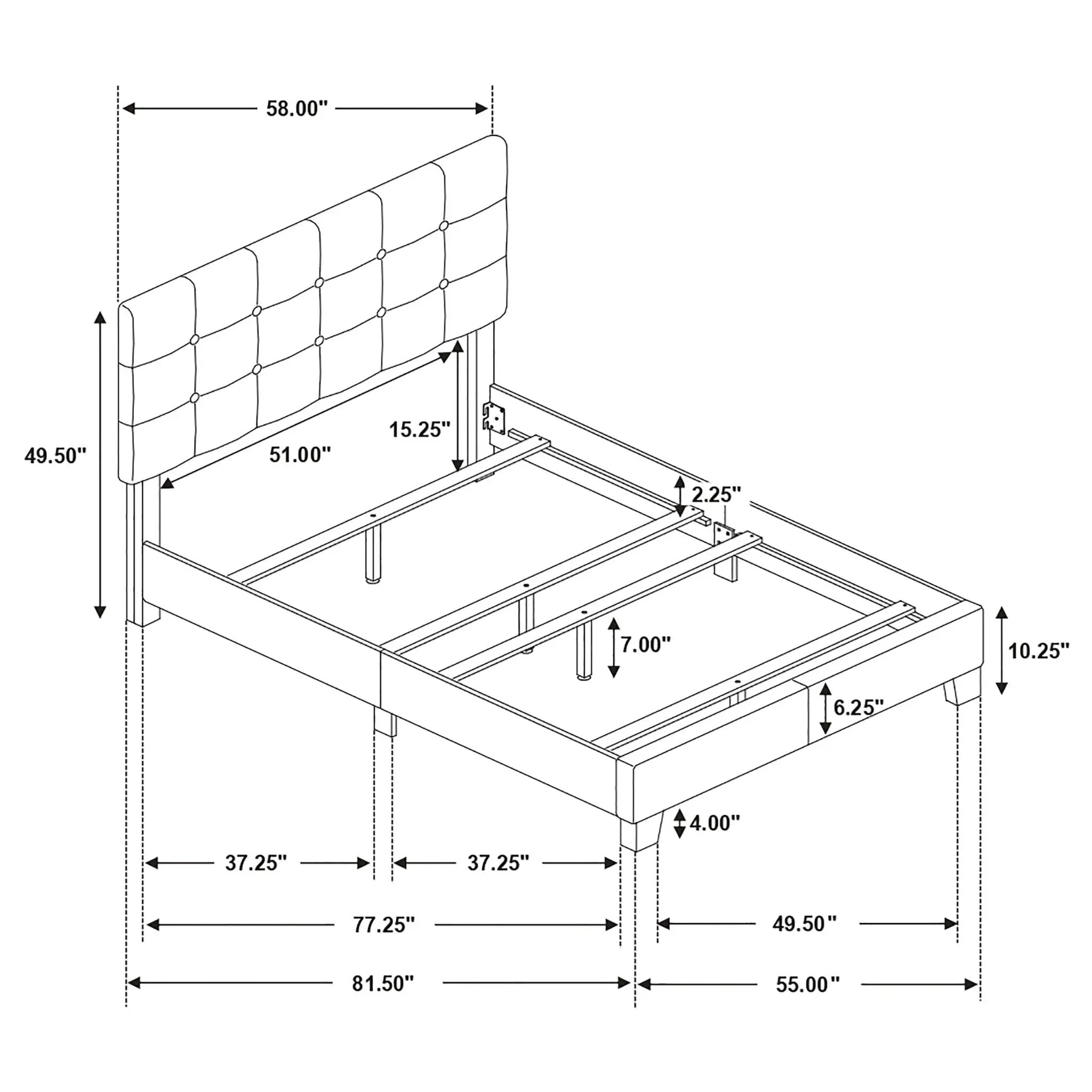 Mapes Upholstered Full Panel Bed Charcoal by Unique Piece Furniture