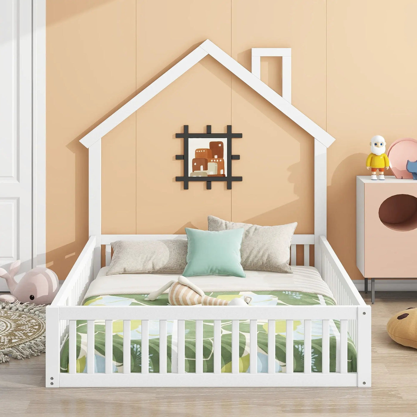 House Platform Bed With Guardrail by HouseOfZazla