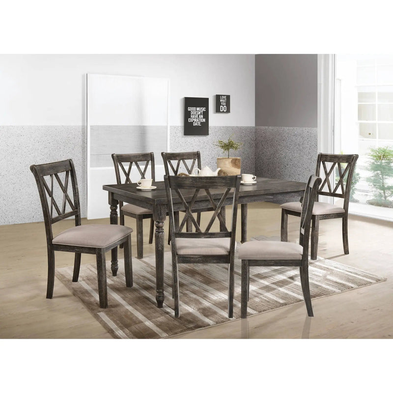 Claudia II - Weathered 7 Pieces Dining Room Set - Gray by Unique Piece Furniture