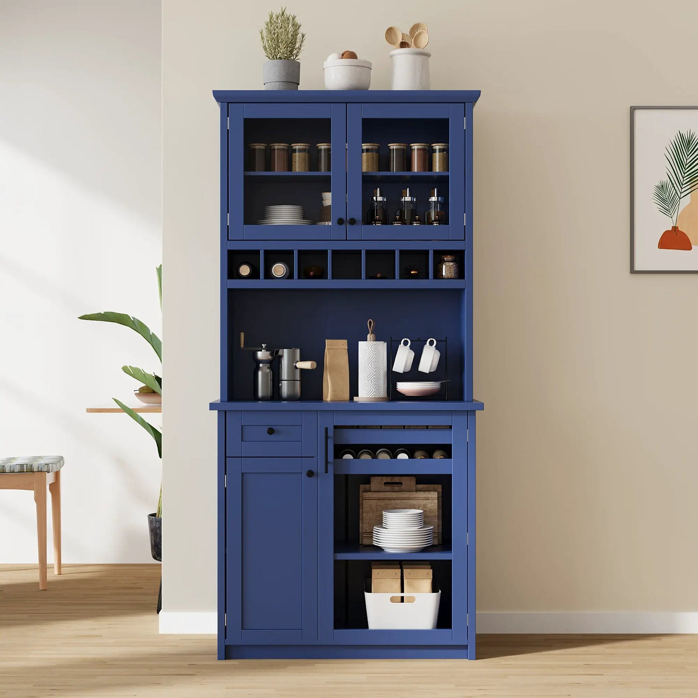 TOPMAX Farmhouse Freestanding Buffet with Hutch by HouseOfZazla