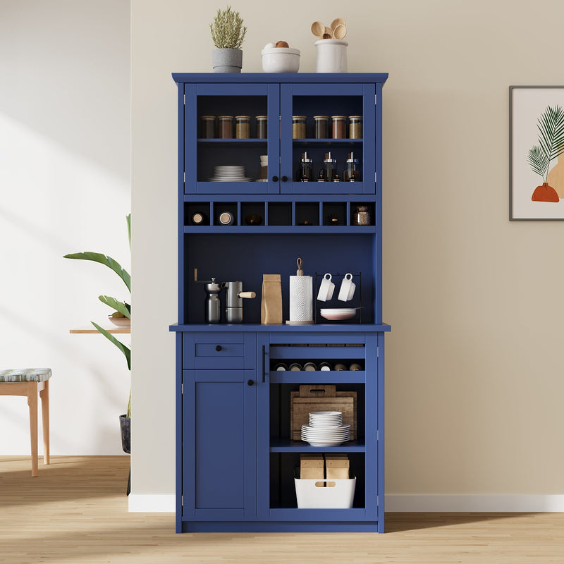 TOPMAX Farmhouse Freestanding Buffet with Hutch by HouseOfZazla