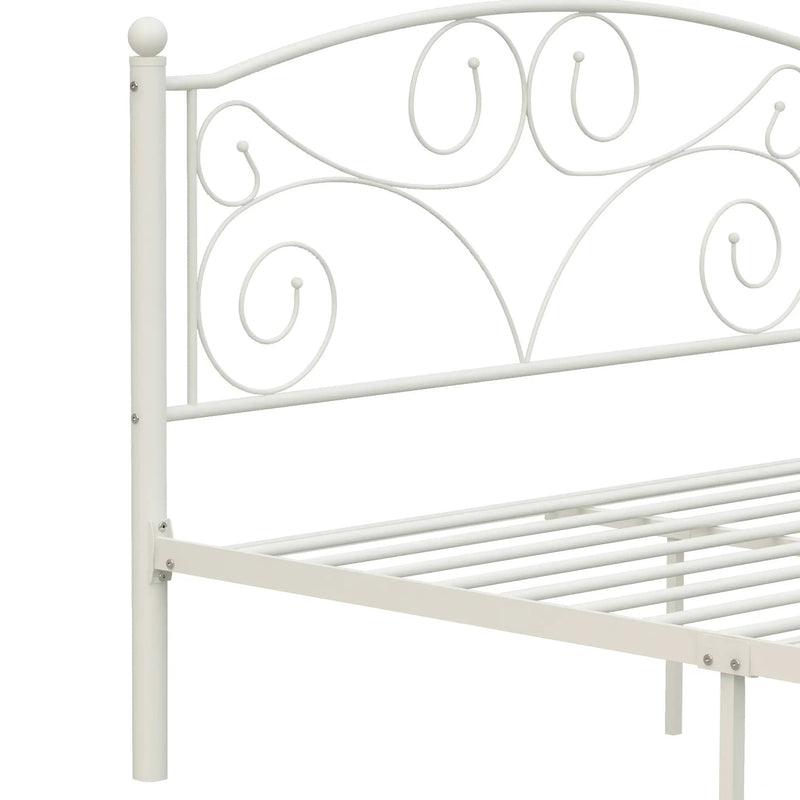Queen Size Unique Flower Sturdy System Metal Bed Frame with Headboard and Footboard by HouseOfZazla