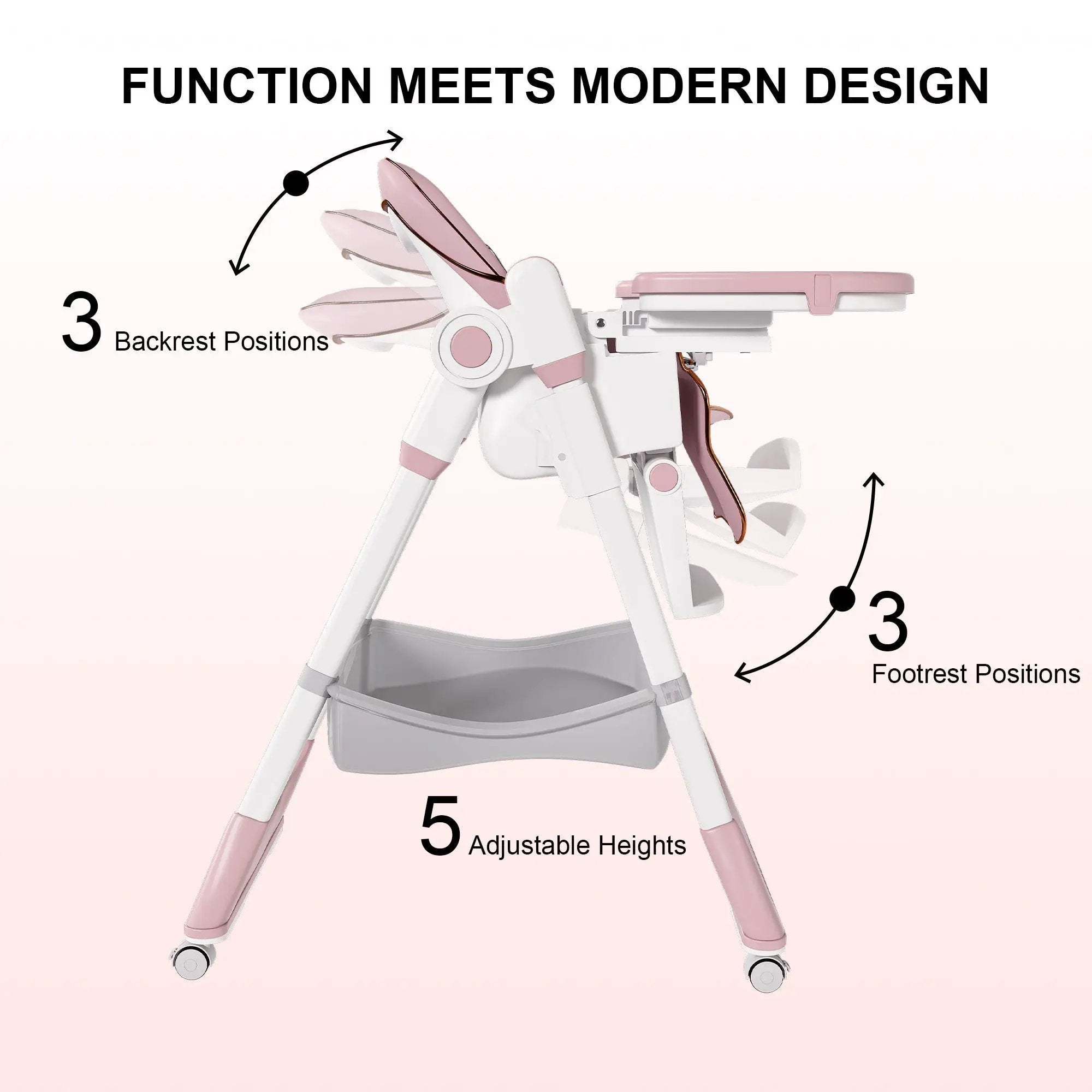 Adjustable Baby High Chair 0-6 Years – Portable Infant Feeding Seat (Pink) by HouseOfZazla