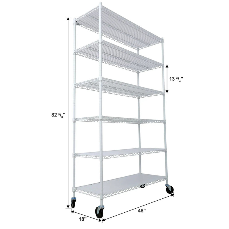 6 Tier 6000Lbs Capacity Nsf Metal Shelf Wire Shelving Unit, Heavy Duty Adjustable Storage Rack With Wheels & Shelf Liners For Commercial Grade Utility Steel Storage Rack by HouseOfZazla