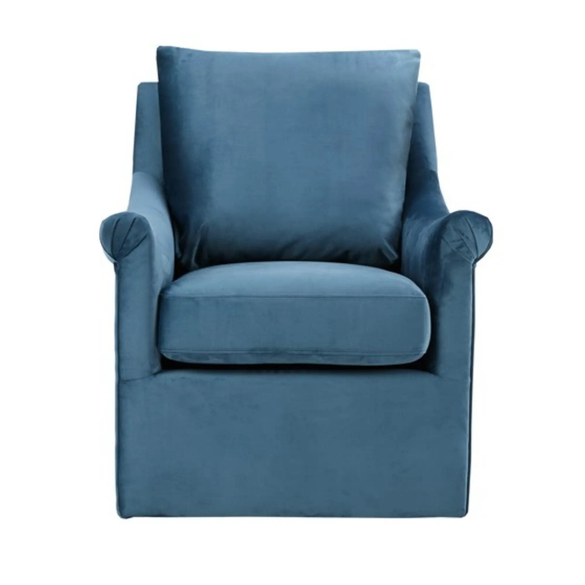 Swivel Chair With Curved Arms And Straight Back - Blue by HouseOfZazla