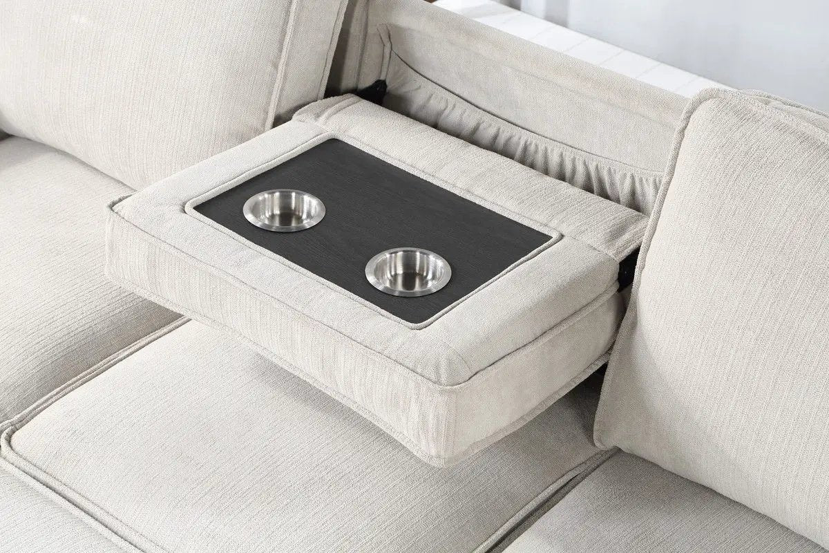Estelle - Fabric Reversible Sleeper Sectional With Storage Chaise Drop-Down Table 2 Cup Holders And 2 USB Ports by HouseOfZazla