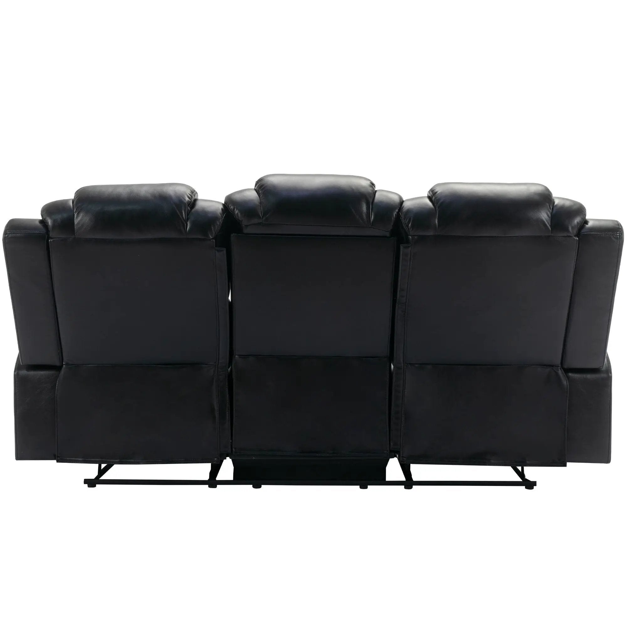 3 Pieces Recliner Sofa Sets Home Theater Seating Manual Recliner Chair With Center Console And LED Light Strip For Living Room by HouseOfZazla