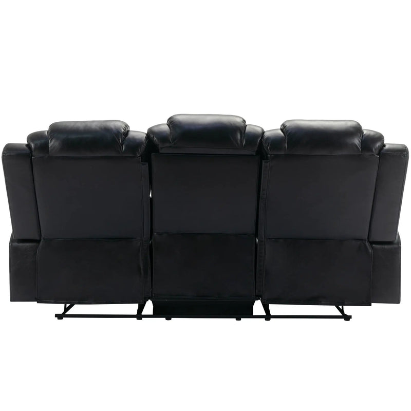 Home Theater Seating Manual Recliner Chair With Center Console And Led Light Strip For Living Room by HouseOfZazla