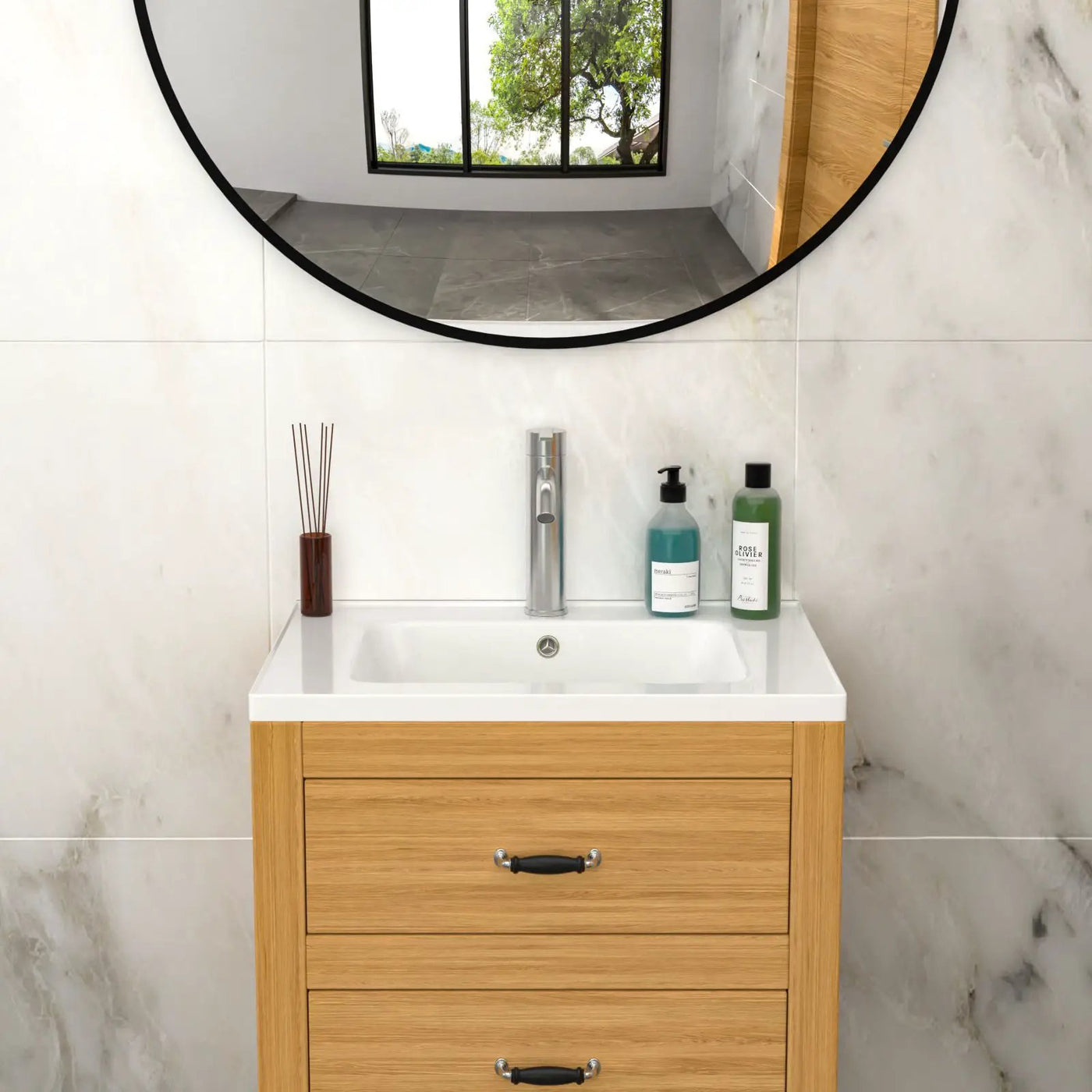 Rectangular Single Vanity Top With 1 Faucet Hole And Overflow Ceramic by HouseOfZazla