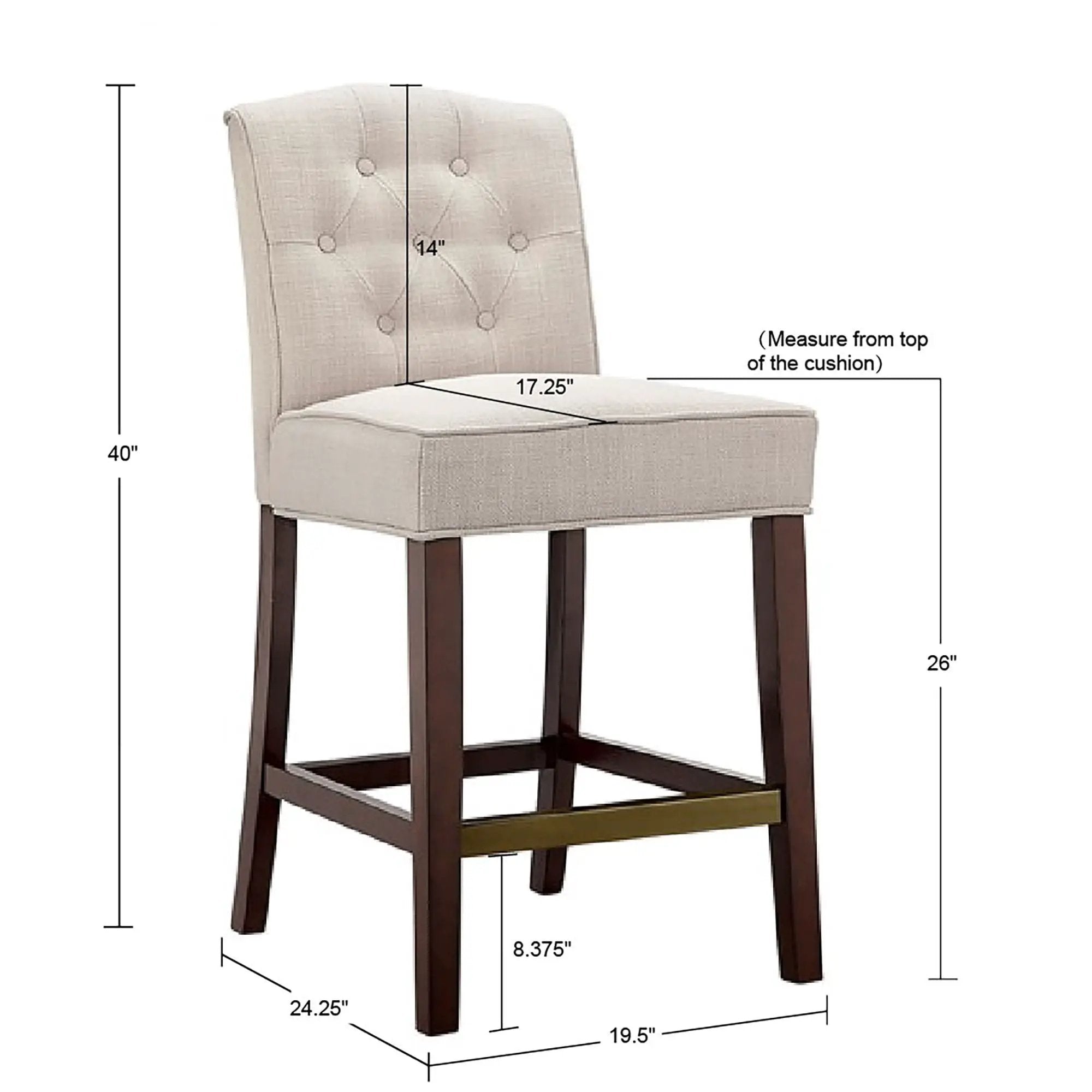 Tufted Counter Stool With Button Tufted Back - Tan by HouseOfZazla