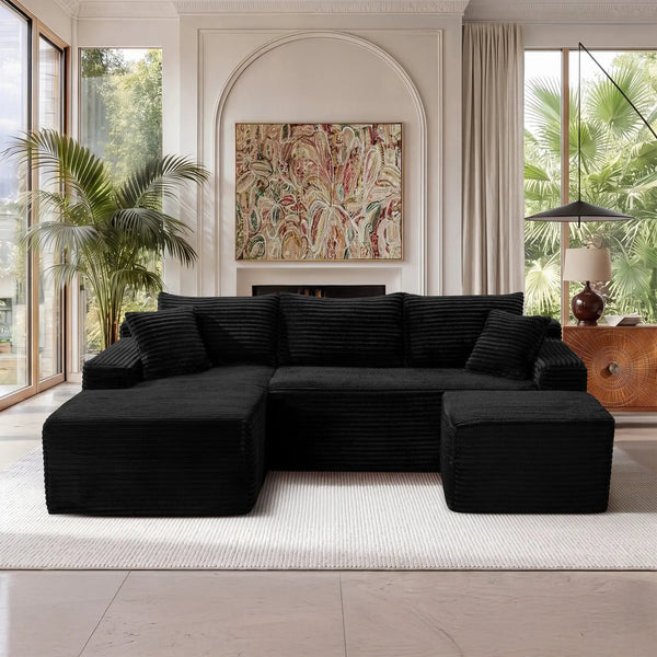 106.3" U-Shaped Cloud Sectional Sofa with Deep Seat