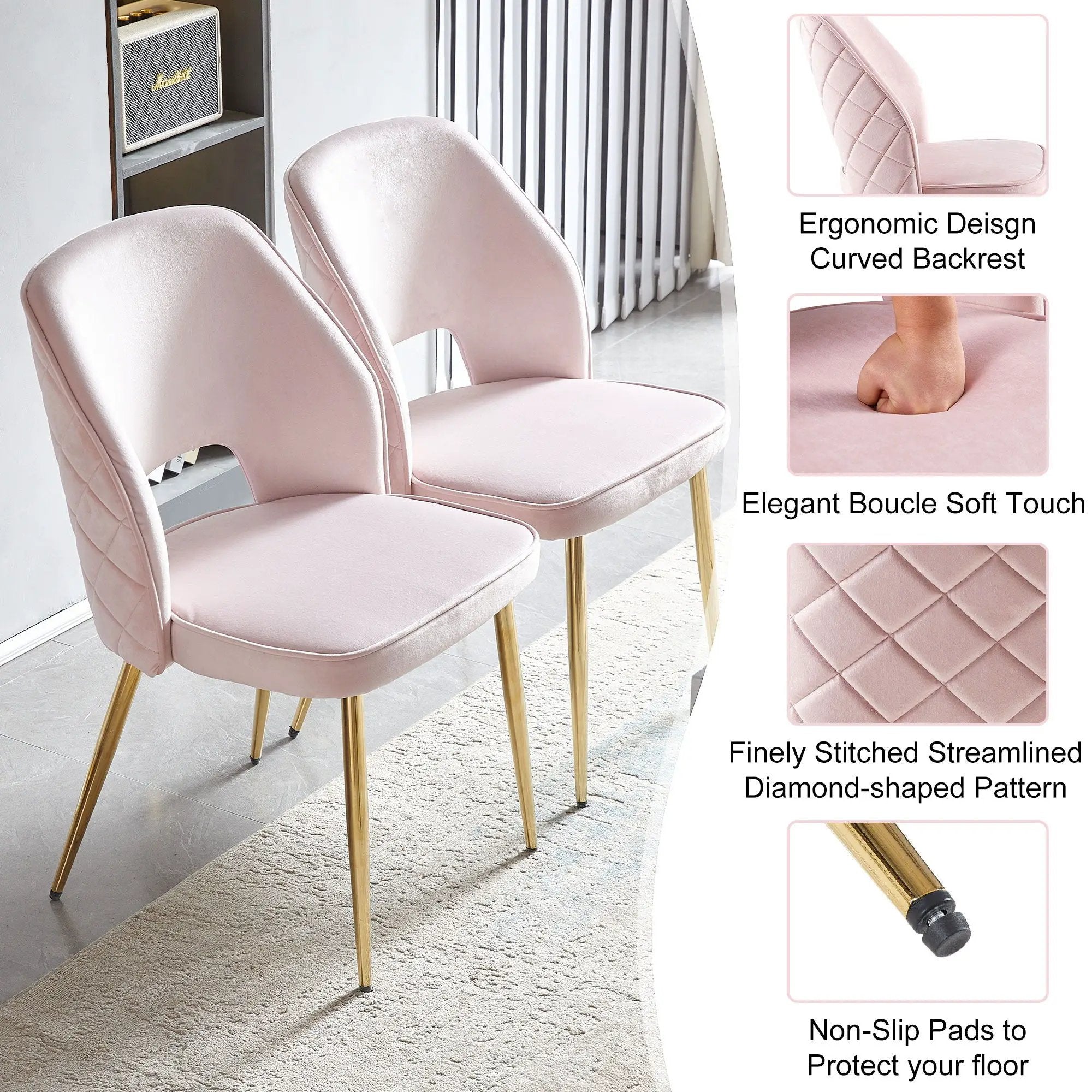 Dining Chairs With Metal Legs And Hollow Back Upholstered Dining Chairs by HouseOfZazla