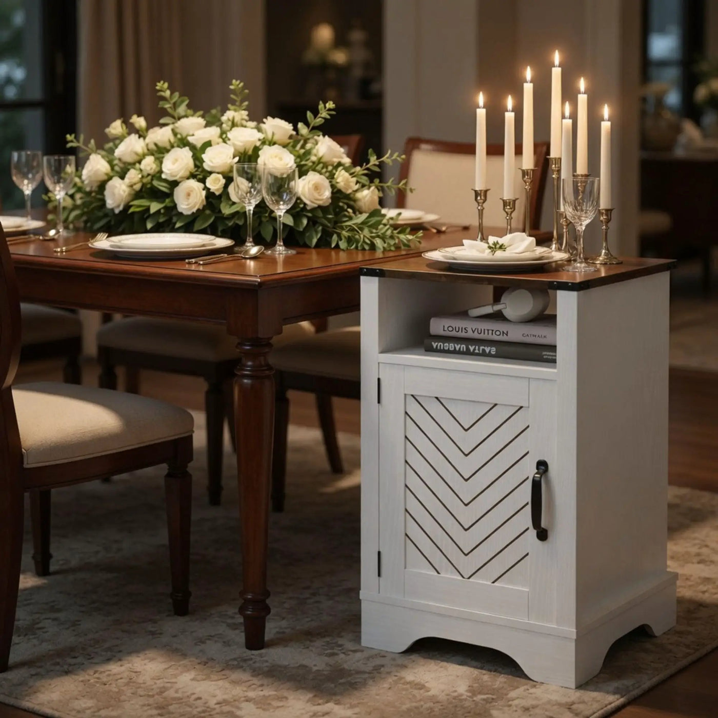 Farmhouse Nightstand With Charging Station & Storage by HouseOfZazla