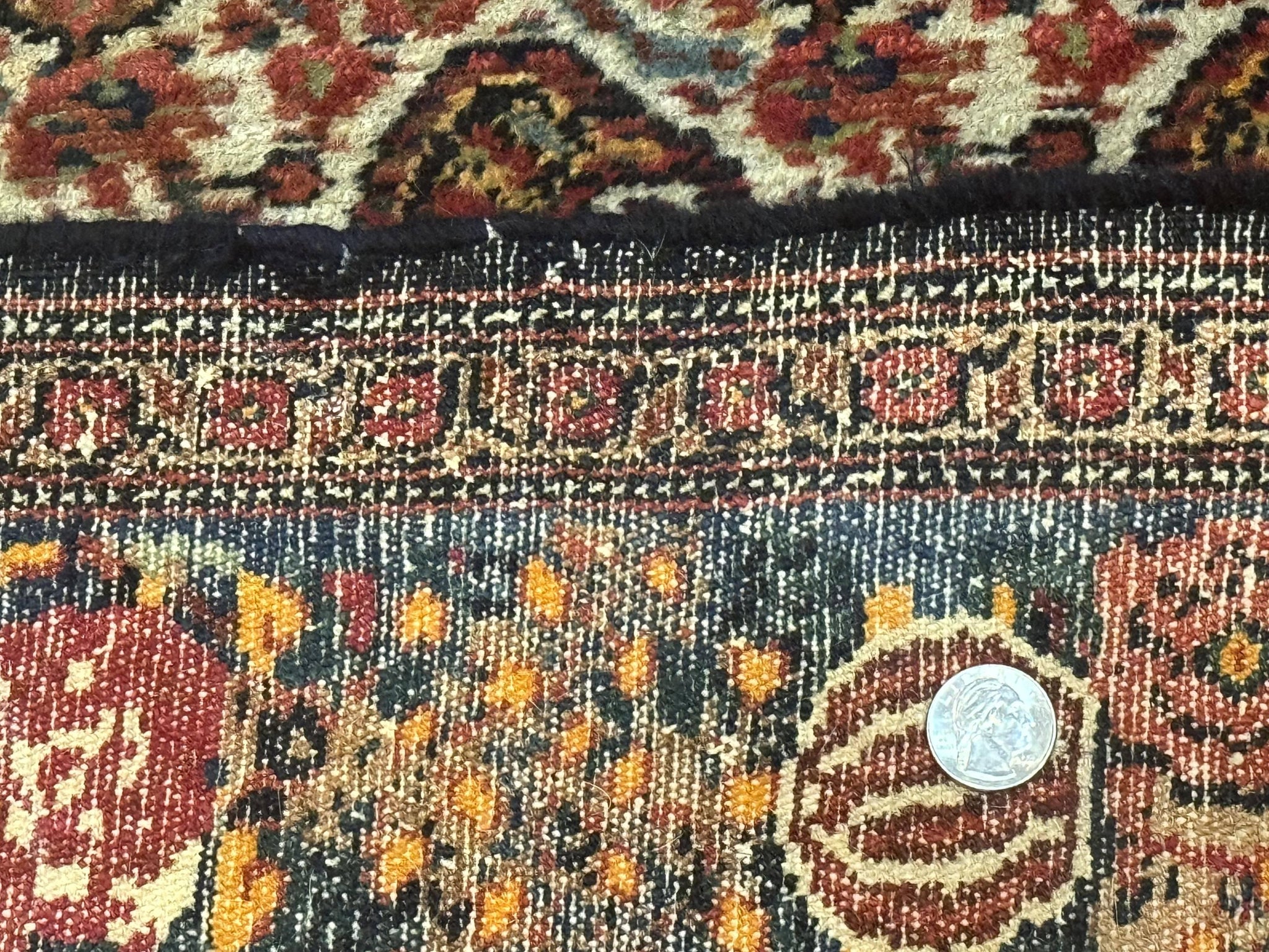 Antique Persian Kurdish Senneh Rug 4.6 x 6.5, Repeated Paisely Boteh Design, Handmade by Jewel Rugs