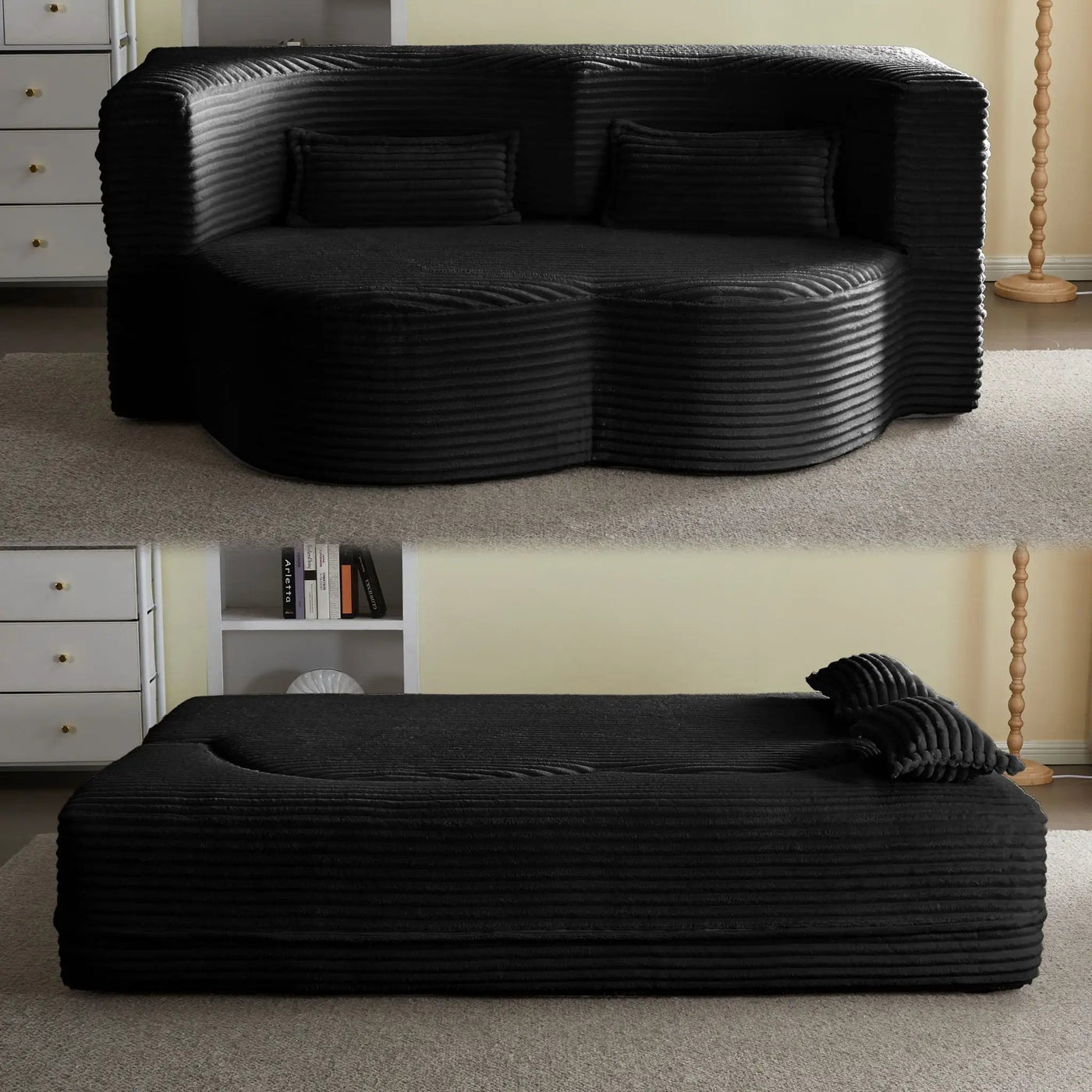 Floor Convertible Sleeper Sofa Bed With 2 Pillows by HouseOfZazla