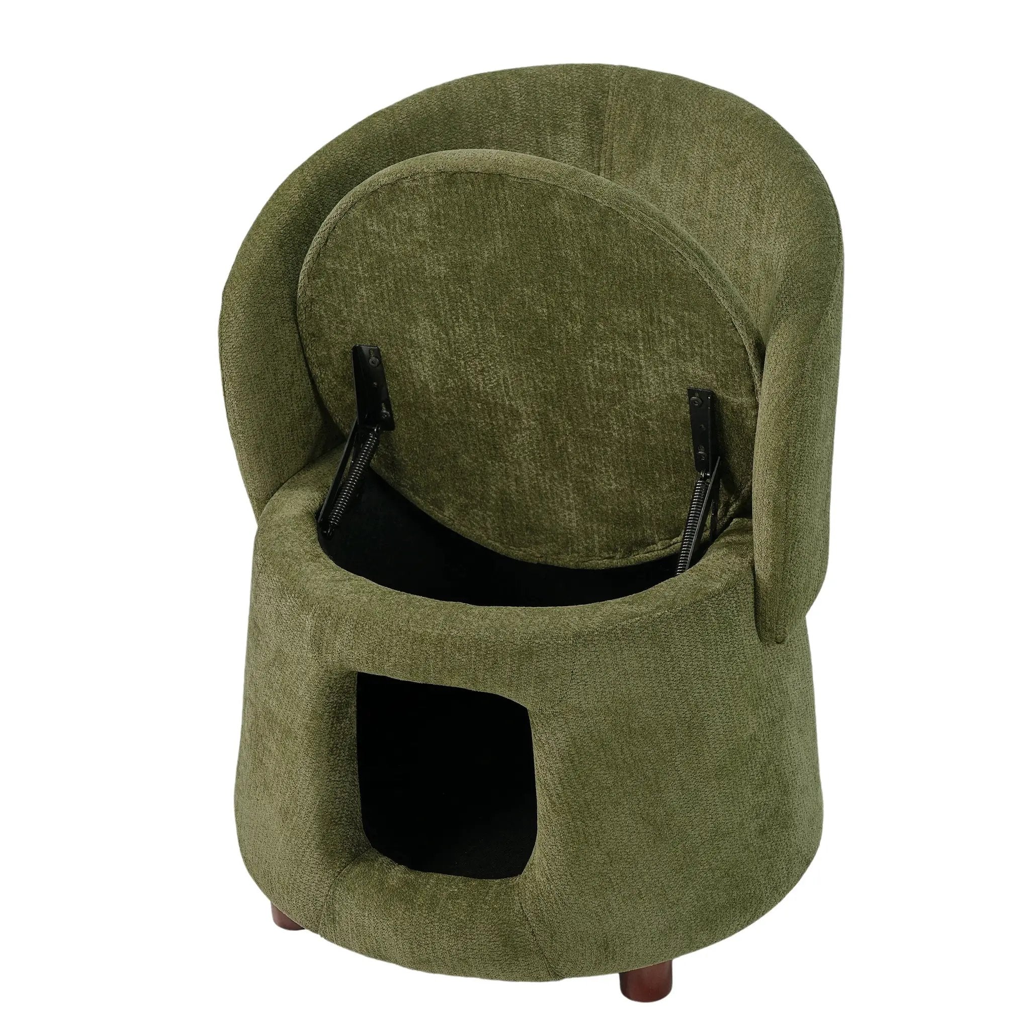 Green Pet Friendly Chair with Hidden Pet Nook and Convertible Stool by HouseOfZazla