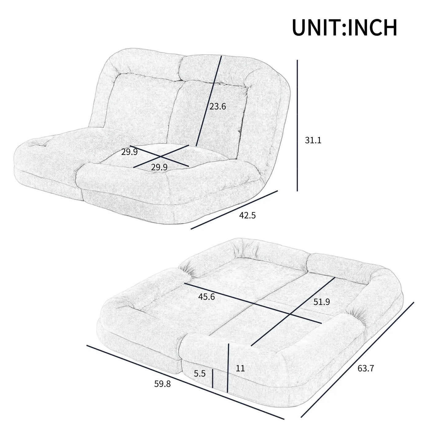 Convertible Fold-Out Single Sofa Bed by HouseOfZazla