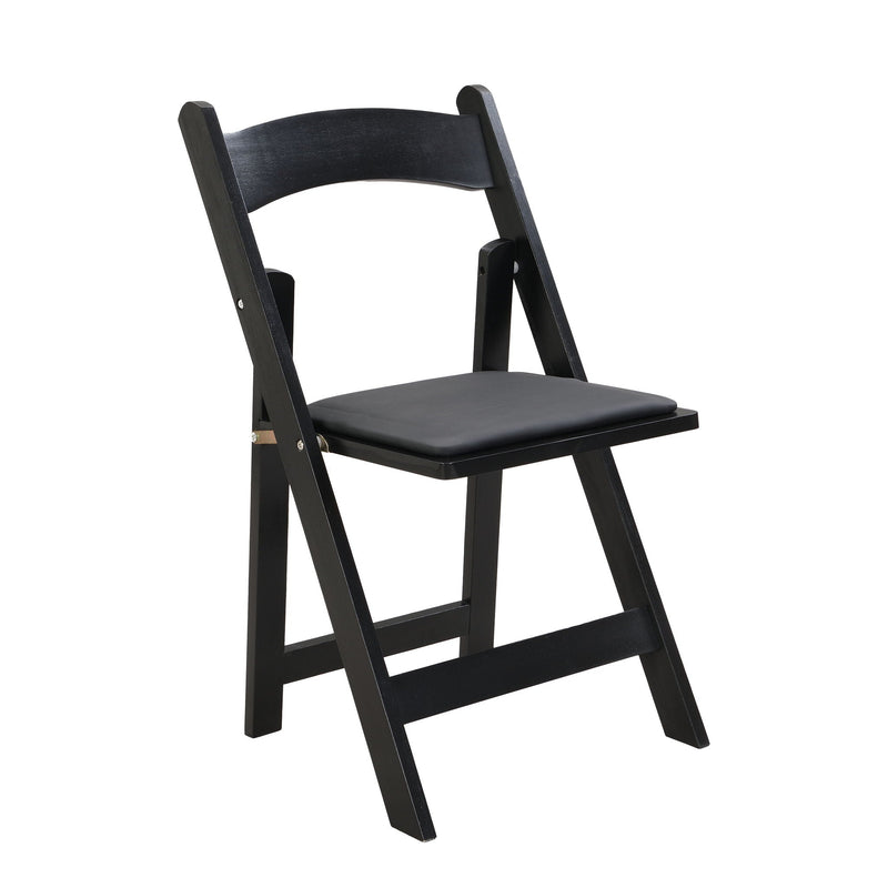 Solid Wood Upholstered Folding Chair Set with Padded Seat - Black, photo 3 of 4