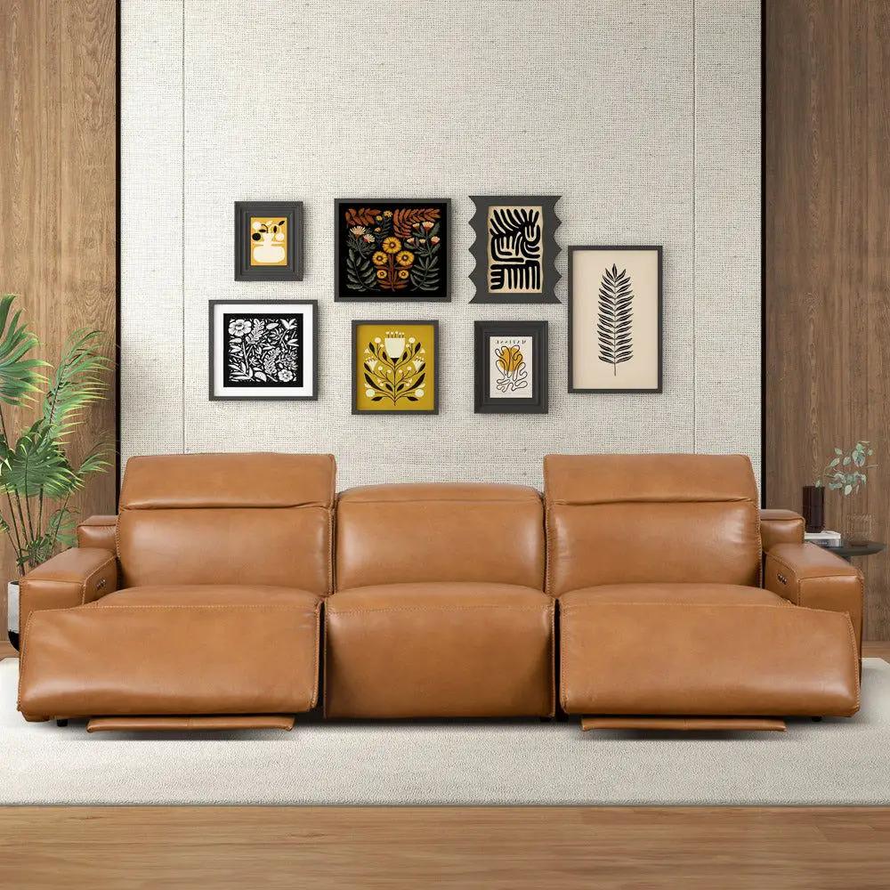 Urbana - Triple Power Recliner Sofa - Tan by HouseOfZazla