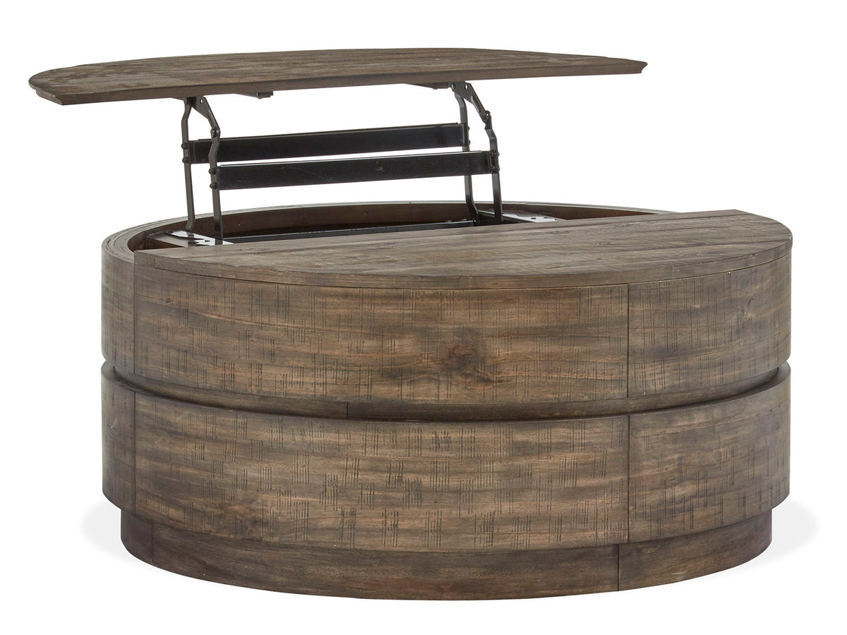 Baisden - Round Lift Top Cocktail Table With Casters - Tobacco, photo 4 of 7