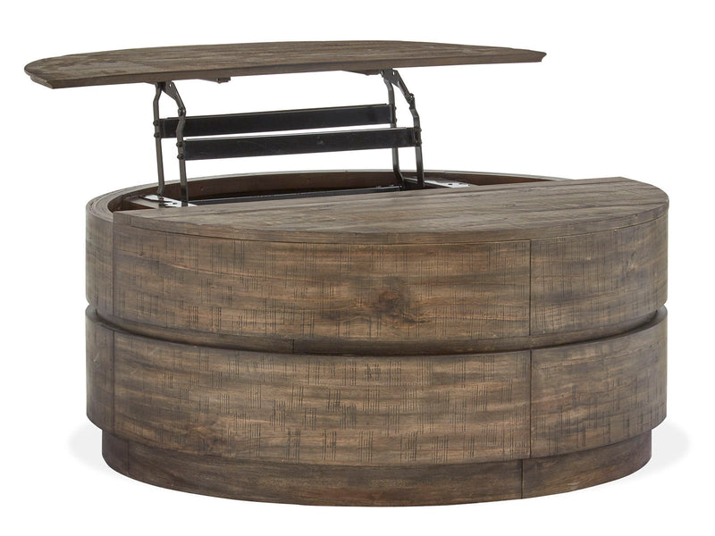 Baisden - Round Lift Top Cocktail Table With Casters - Tobacco, photo 4 of 7