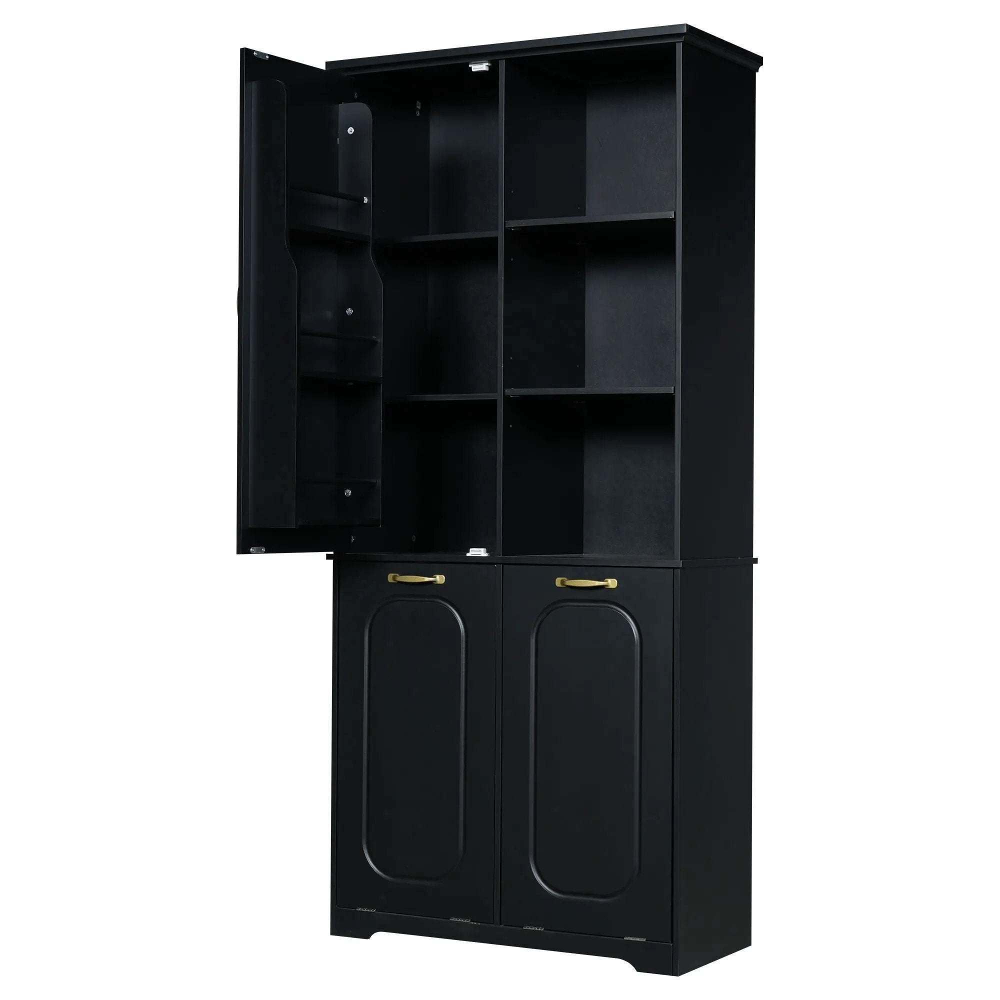 Freestanding Tall Storage Cabinet With 2 Tilt-Out Hampers by HouseOfZazla