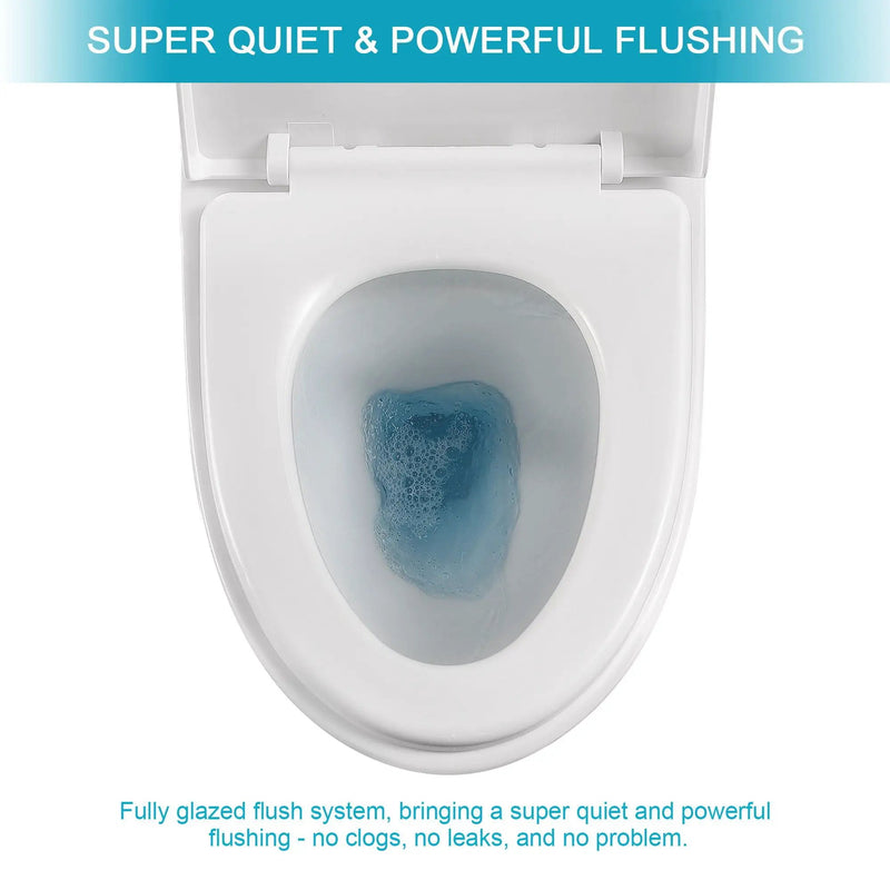 1 Piece Toilet With Soft Closing Seat - White by HouseOfZazla