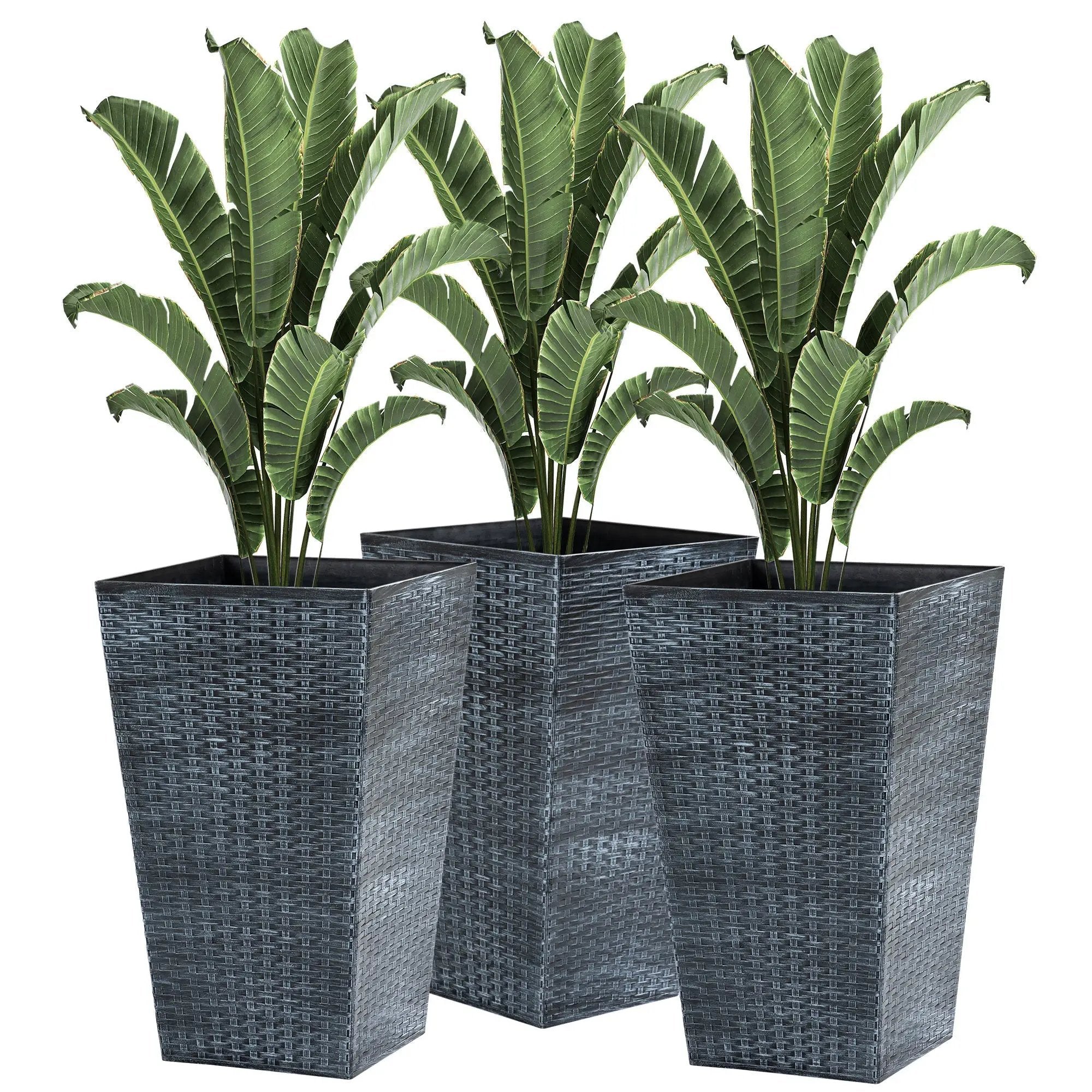 Outsunny Set of 3 Tall Planters with Drainage Holes by HouseOfZazla
