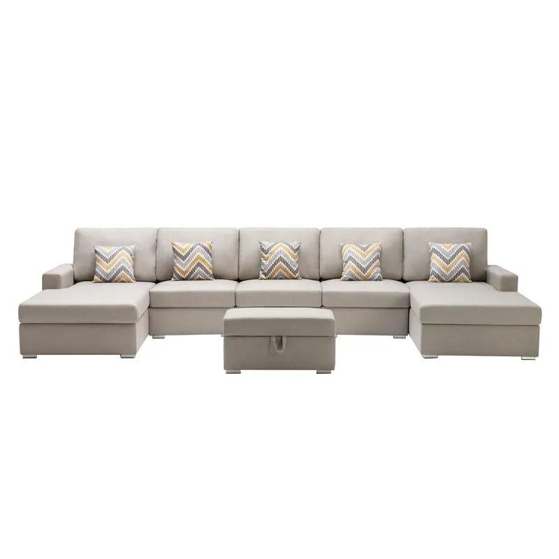 Nolan - Fabric 6 Piece Sectional Sofa With Pillows And Interchangeable Legs by HouseOfZazla