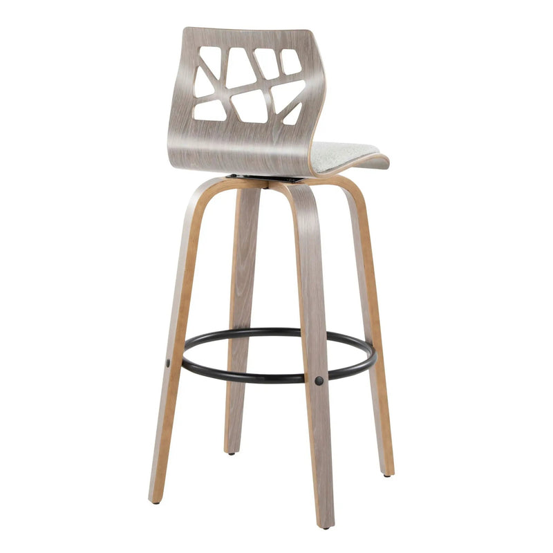 Folia - Contemporary Fixed Height Stool With Swivel With Round Footrest (Set of 2) by HouseOfZazla