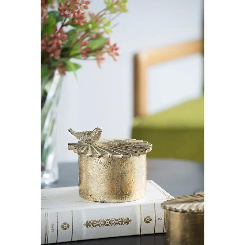 5.1x4.9x3.9' Circular Trinket Box With Bird by HouseOfZazla