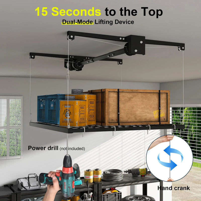 Overhead Garage Storage Rack 4x4 FT for High Ceilings by HouseOfZazla