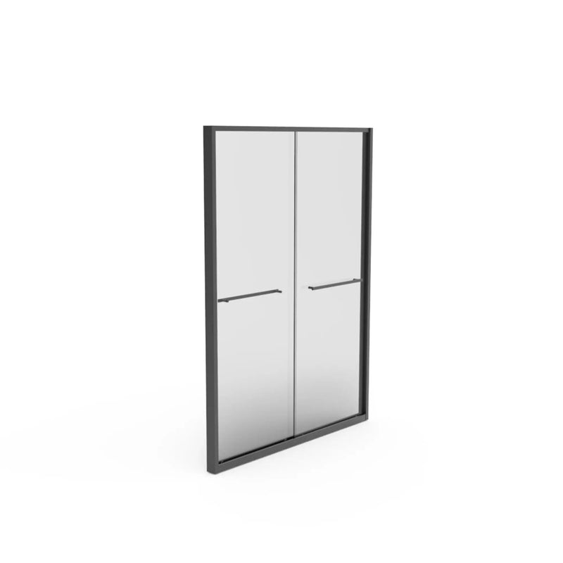 Frame Double Sliding Shower Door, Bypass Bathroom Sliding Door With Premium Clear Tempered Glass, Hardware Sliding Glass Shower Enclosure - Matte Black by HouseOfZazla